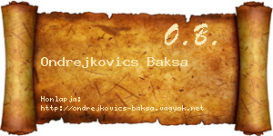 Ondrejkovics Baksa névjegykártya